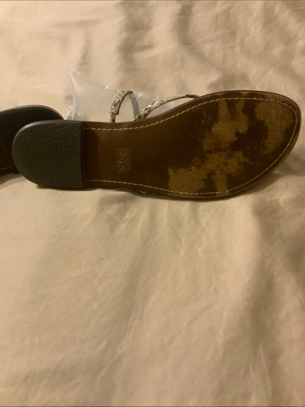 Sam Edelman “GILLIAN” Strappy Snake-Print Sandals in Black & Tan w/Gold Toe - 9M - Picture 3 of 4